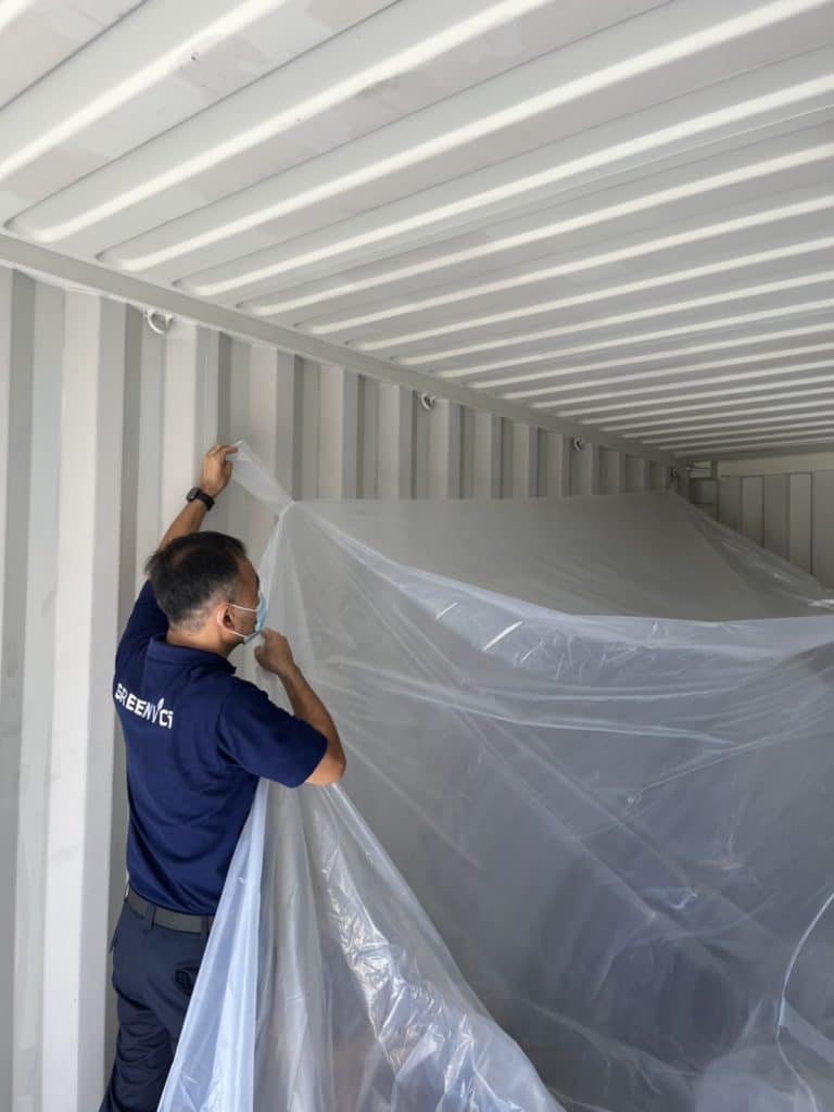 ถุงพลาสติกรองในตู้คอนเทนเนอร์