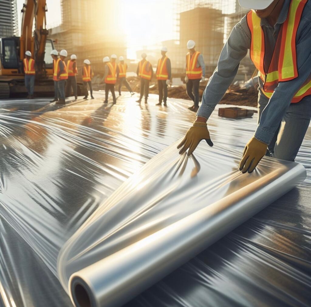 ม้วนพลาสติกพร้อมส่ง สำหรับงานปูพื้นก่อสร้าง